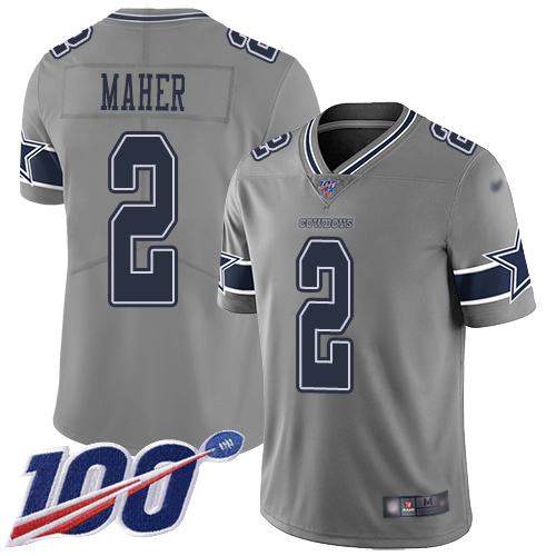 Men Dallas Cowboys Limited Gray Brett Maher #2 100th Season Inverted Legend NFL Jersey->dallas cowboys->NFL Jersey